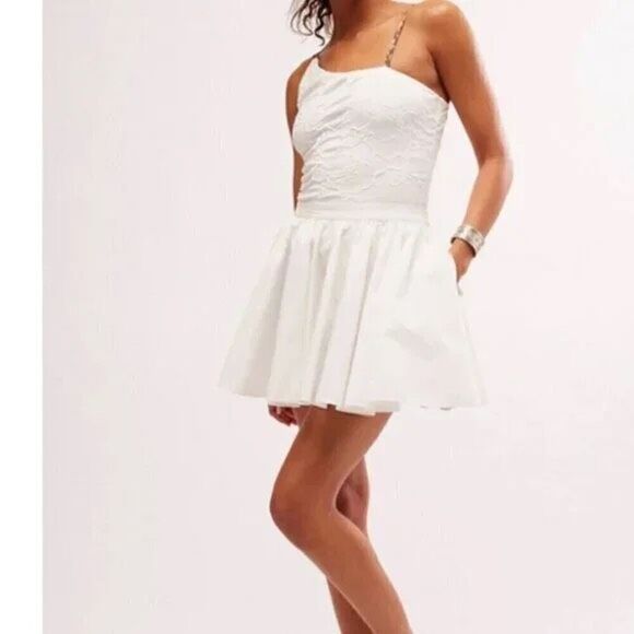 Free People Gaia Cotton Poplin Miniskirt Sz M White - Picture 7 of 9